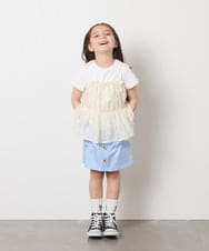 KJKFB07039 a.v.v KIDS(アー・ヴェ・ヴェ) [140-150]シフォンキャミドッキングトップス アイボリー