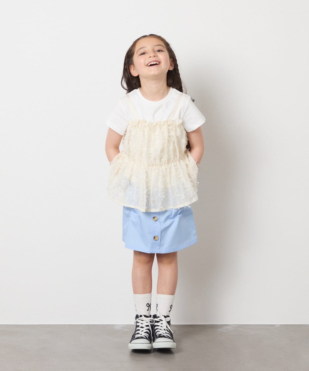 KJKFB07039 a.v.v KIDS(アー・ヴェ・ヴェ) [140-150]シフォンキャミドッキングトップス アイボリー