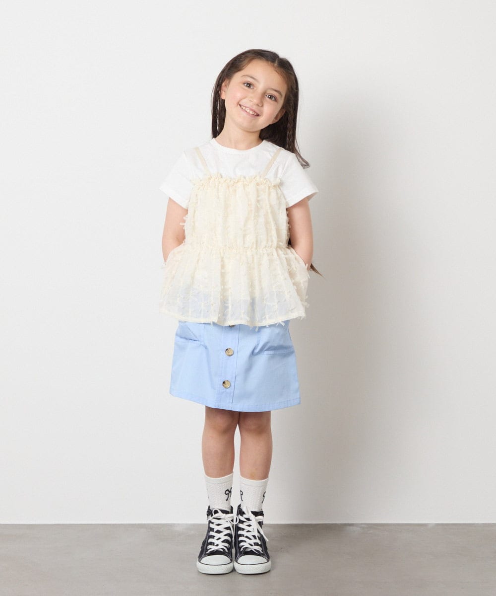KJKFB07039 a.v.v KIDS(アー・ヴェ・ヴェ) [140-150]シフォンキャミドッキングトップス アイボリー