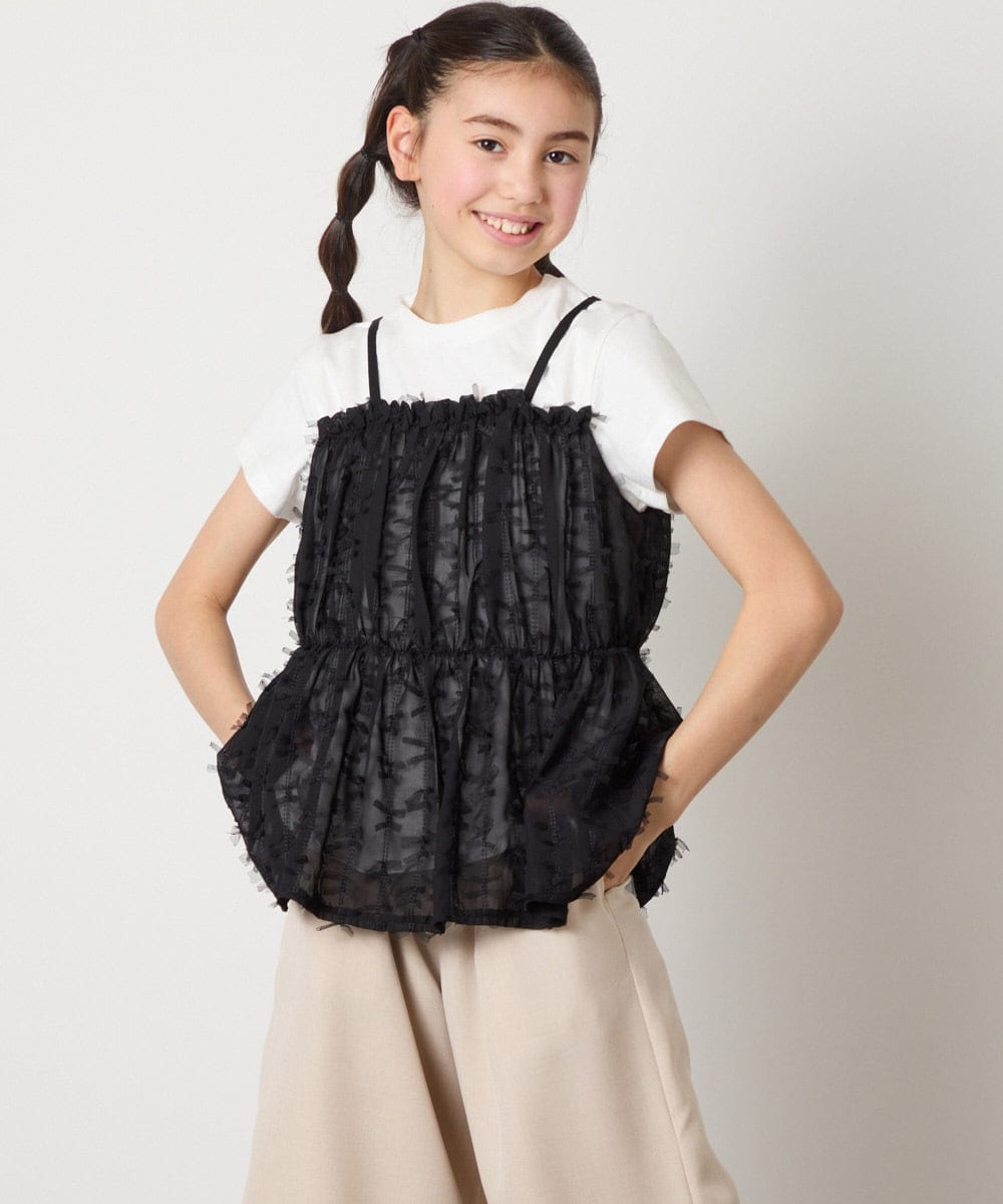 KJKFB07039 a.v.v KIDS(アー・ヴェ・ヴェ) [140-150]シフォンキャミドッキングトップス アイボリー