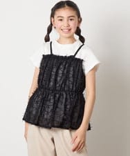 KJKFB07039 a.v.v KIDS(アー・ヴェ・ヴェ) [140-150]シフォンキャミドッキングトップス アイボリー