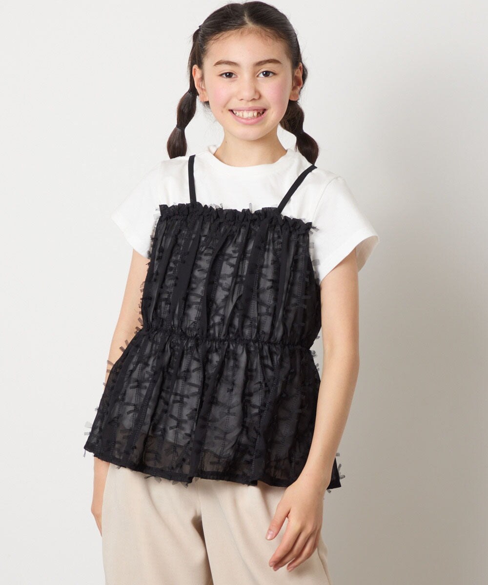 KJKFB07039 a.v.v KIDS(アー・ヴェ・ヴェ) [140-150]シフォンキャミドッキングトップス アイボリー