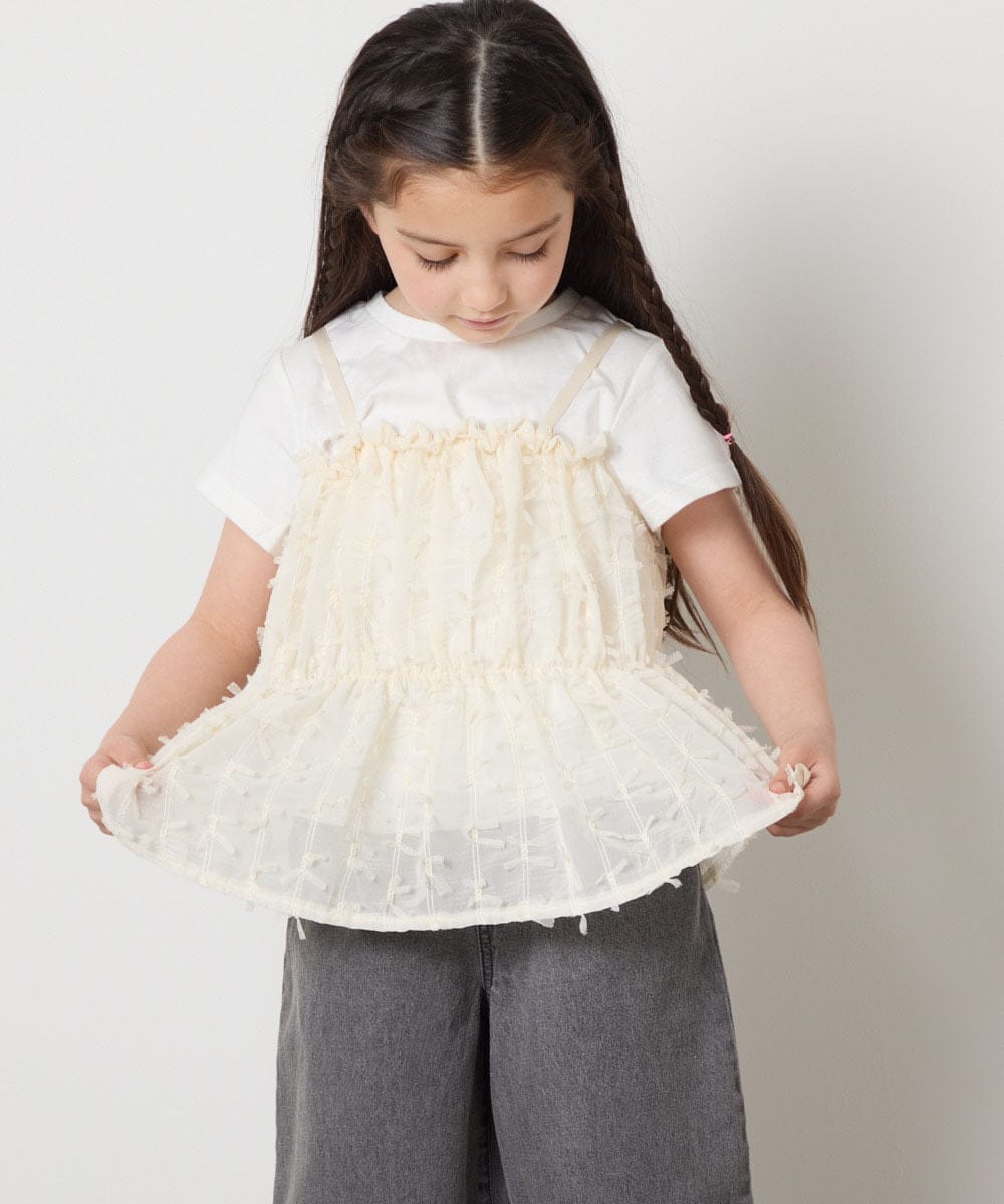 KJKFB07039 a.v.v KIDS(アー・ヴェ・ヴェ) [140-150]シフォンキャミドッキングトップス アイボリー