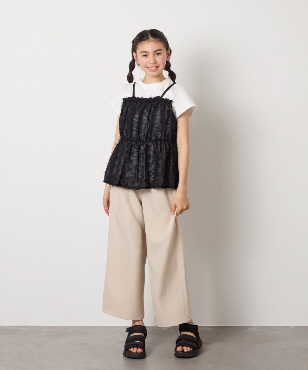 KJKFB07039 a.v.v KIDS(アー・ヴェ・ヴェ) [140-150]シフォンキャミドッキングトップス アイボリー