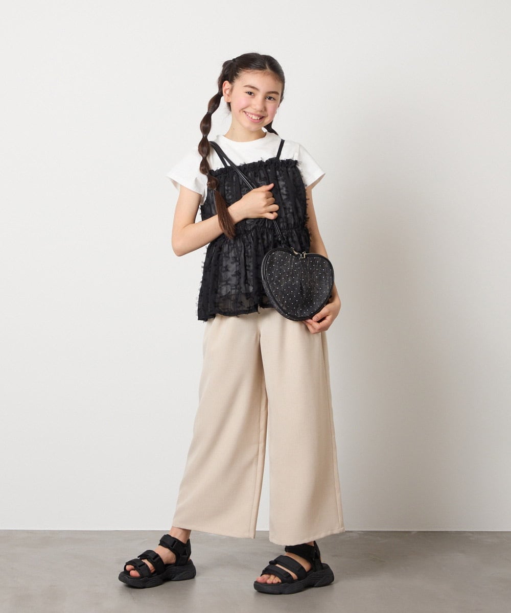 KJKFB07039 a.v.v KIDS(アー・ヴェ・ヴェ) [140-150]シフォンキャミドッキングトップス アイボリー