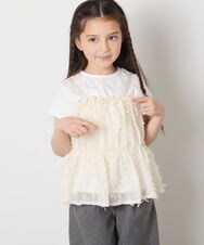 KJKFB07039 a.v.v KIDS(アー・ヴェ・ヴェ) [140-150]シフォンキャミドッキングトップス アイボリー