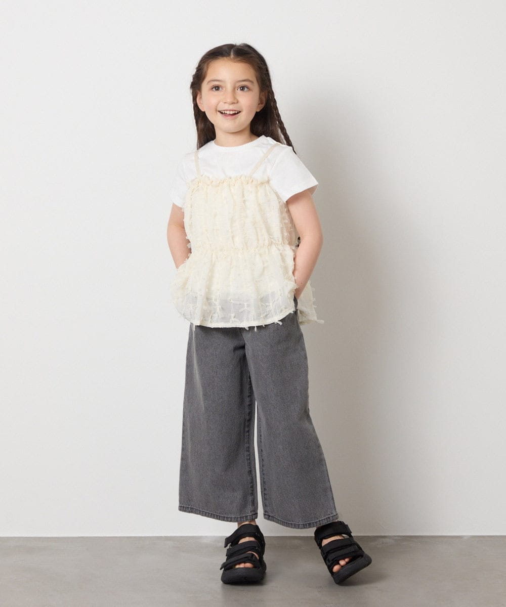 KJKFB07039 a.v.v KIDS(アー・ヴェ・ヴェ) [140-150]シフォンキャミドッキングトップス アイボリー