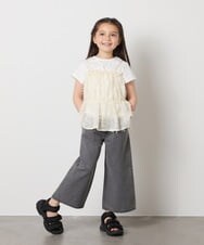 KJKFB07039 a.v.v KIDS(アー・ヴェ・ヴェ) [140-150]シフォンキャミドッキングトップス アイボリー