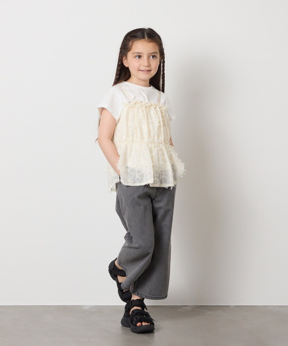 KJKFB07039 a.v.v KIDS(アー・ヴェ・ヴェ) [140-150]シフォンキャミドッキングトップス アイボリー