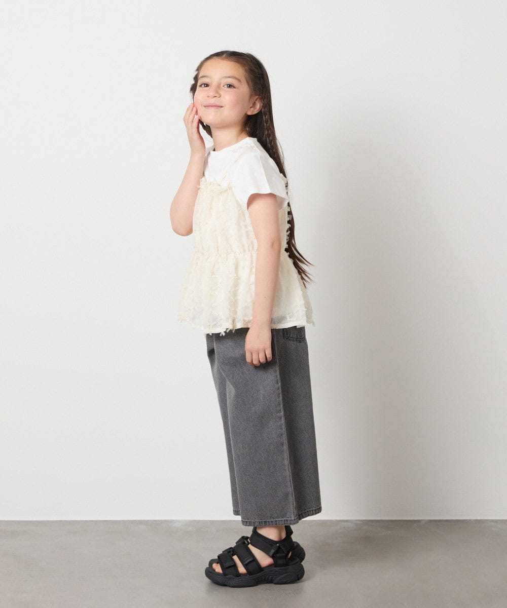 KJKFB07039 a.v.v KIDS(アー・ヴェ・ヴェ) [140-150]シフォンキャミドッキングトップス アイボリー