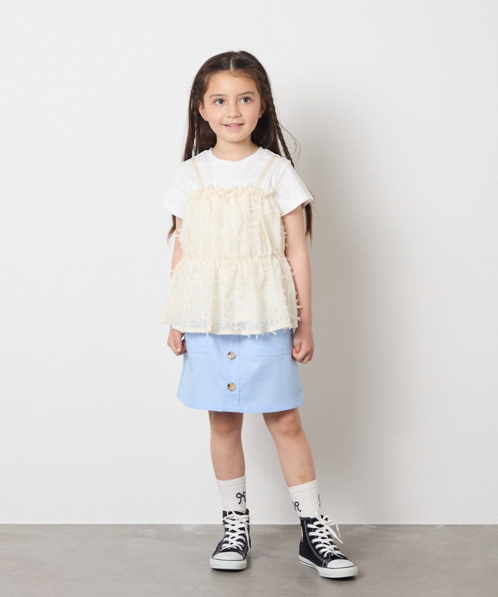 KJKFB07039 a.v.v KIDS(アー・ヴェ・ヴェ) [140-150]シフォンキャミドッキングトップス アイボリー