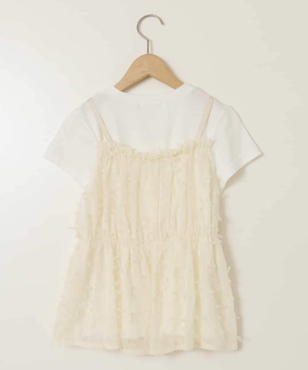 KJKFB07039 a.v.v KIDS(アー・ヴェ・ヴェ) [140-150]シフォンキャミドッキングトップス アイボリー