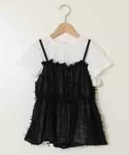 KJKFB07039 a.v.v KIDS(アー・ヴェ・ヴェ) [140-150]シフォンキャミドッキングトップス ブラック