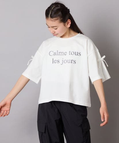 KJKFB14034 a.v.v KIDS [140-150]袖スリットロゴTシャツ