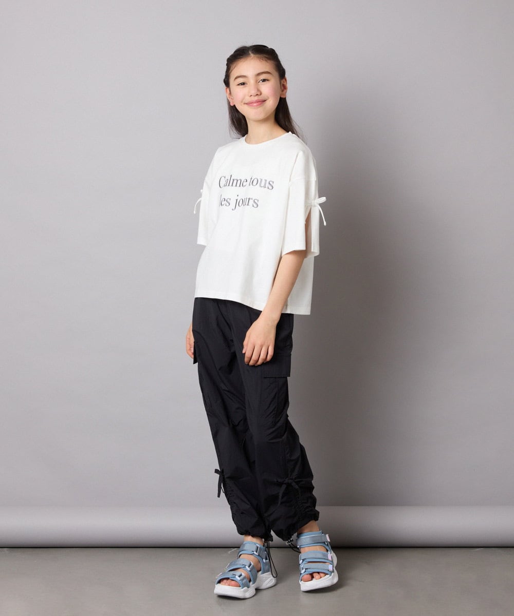 KJKFB14034 a.v.v KIDS(アー・ヴェ・ヴェ) [140-150]袖スリットロゴTシャツ ホワイト