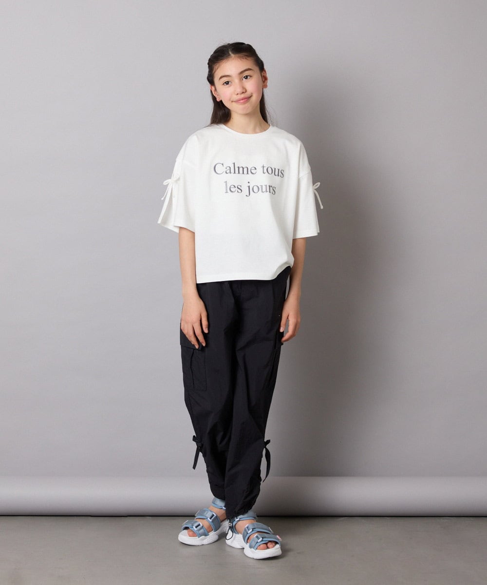 KJKFB14034 a.v.v KIDS(アー・ヴェ・ヴェ) [140-150]袖スリットロゴTシャツ ホワイト