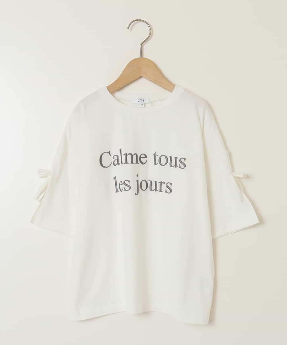 KJKFB14034 a.v.v KIDS(アー・ヴェ・ヴェ) [140-150]袖スリットロゴTシャツ ホワイト