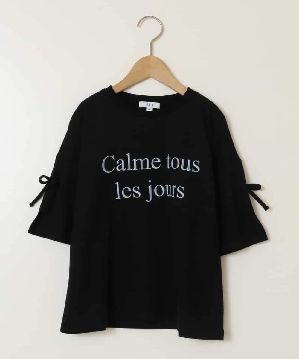 KJKFB14034 a.v.v KIDS(アー・ヴェ・ヴェ) [140-150]袖スリットロゴTシャツ ブラック