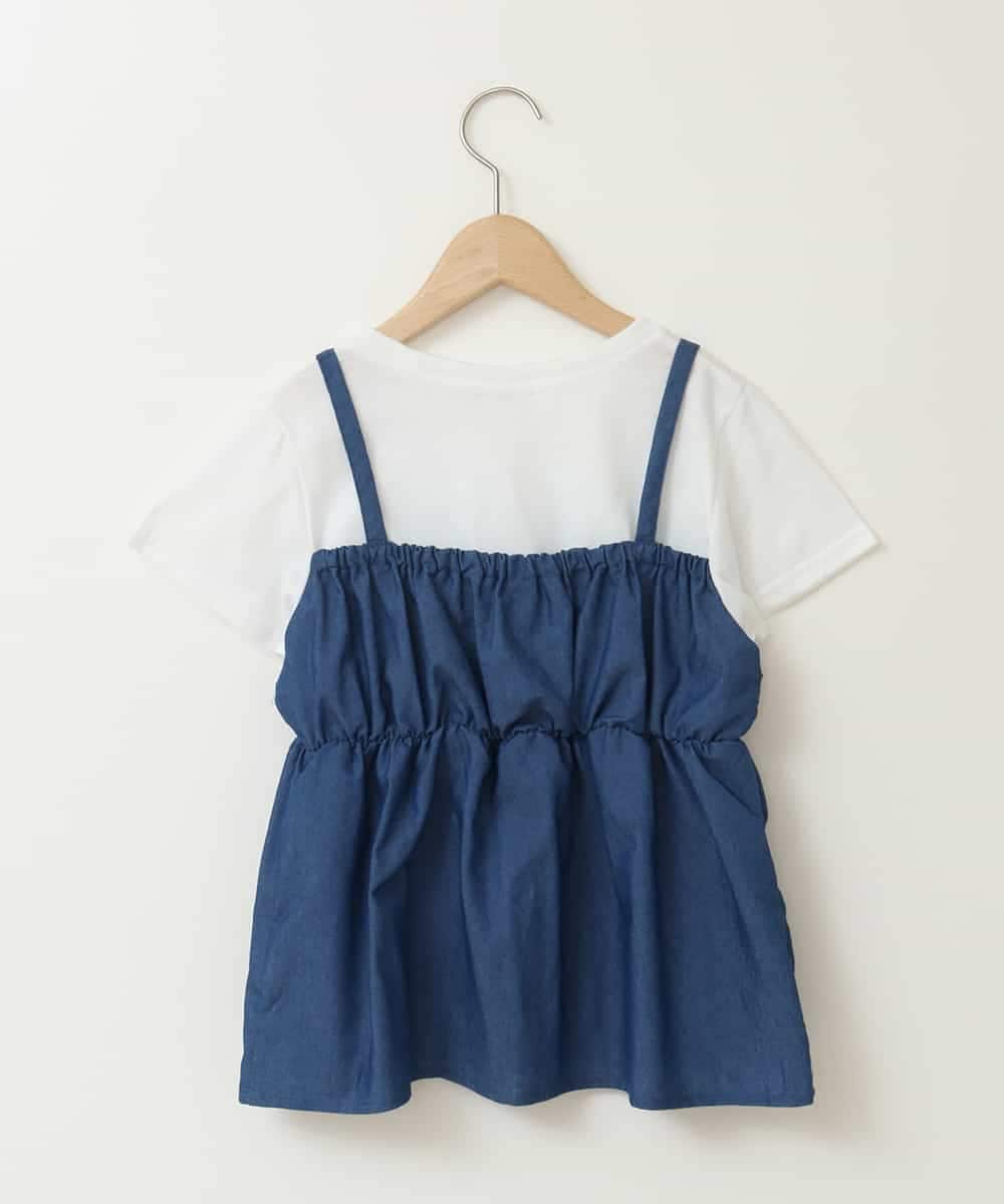 KJKFB45039 a.v.v KIDS(アー・ヴェ・ヴェ) [140-150]ギャザーキャミドッキングトップス ブルー