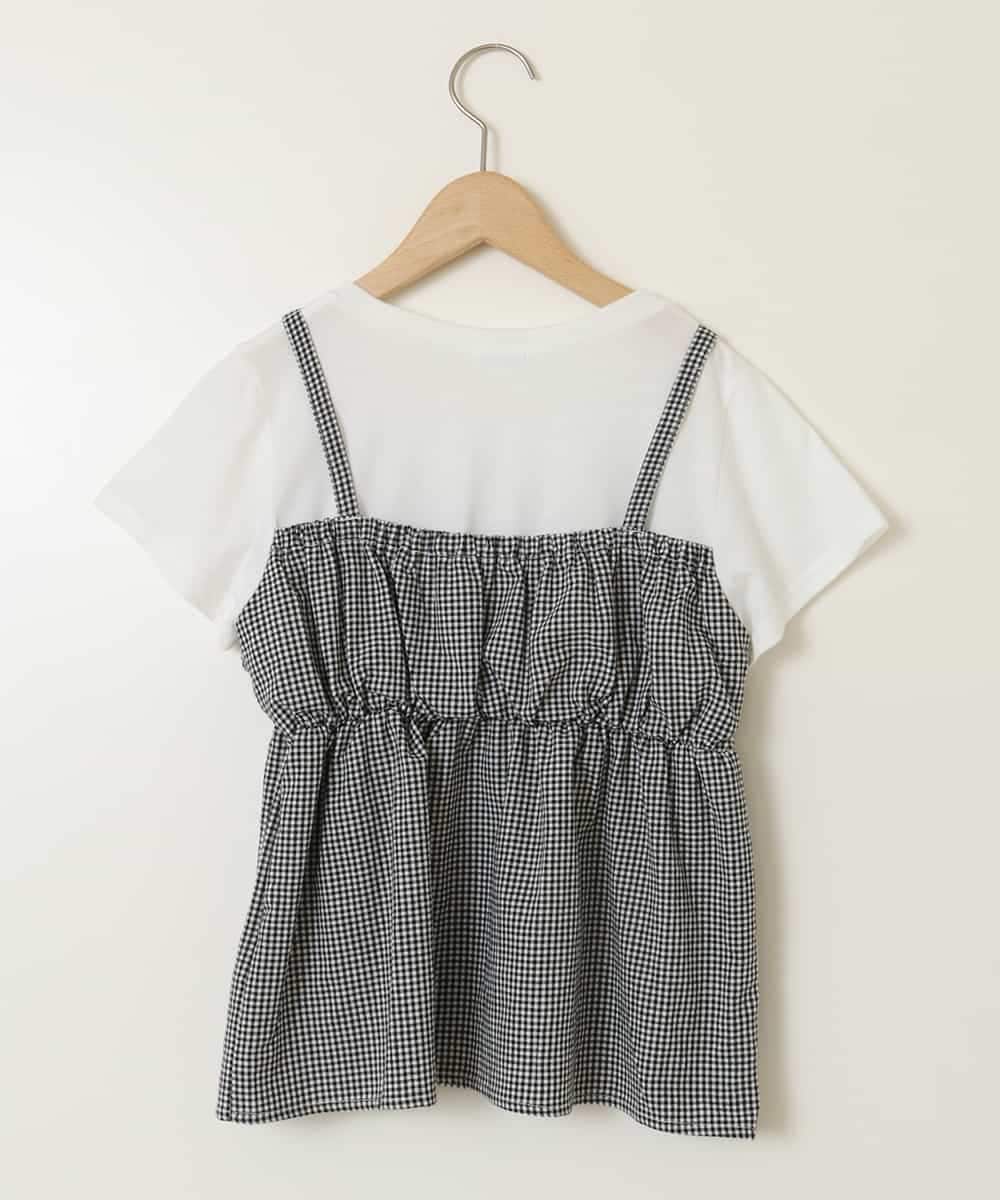 KJKFB45039 a.v.v KIDS(アー・ヴェ・ヴェ) [140-150]ギャザーキャミドッキングトップス ブラック