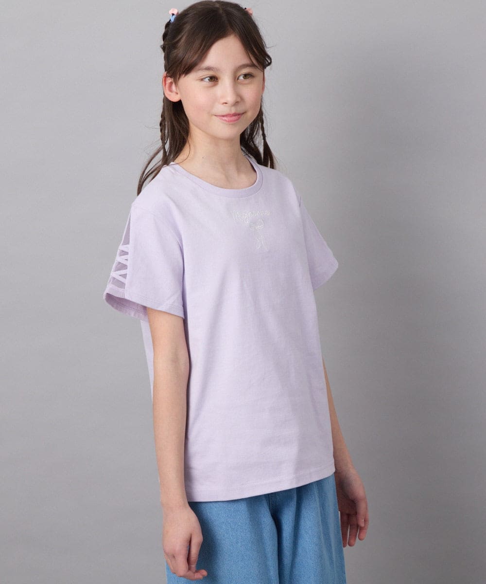 KJKFB49029 a.v.v KIDS(アー・ヴェ・ヴェ) [140-150]ソデレースアップＴシャツ ブラック