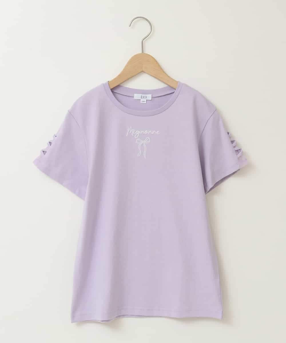 KJKFB49029 a.v.v KIDS(アー・ヴェ・ヴェ) [140-150]ソデレースアップＴシャツ ラベンダー