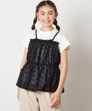 KJKFC07044 a.v.v KIDS(アー・ヴェ・ヴェ) [160]シフォンキャミドッキングトップス ブラック