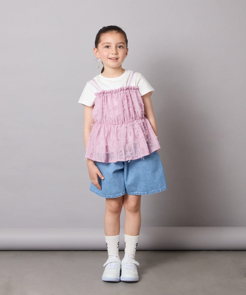 KJKFC07044 a.v.v KIDS(アー・ヴェ・ヴェ) [160]シフォンキャミドッキングトップス ブラック