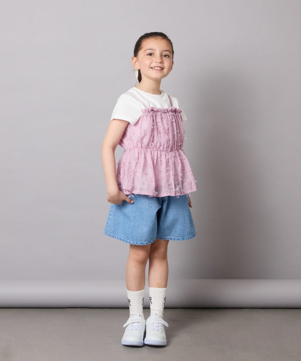 KJKFC07044 a.v.v KIDS(アー・ヴェ・ヴェ) [160]シフォンキャミドッキングトップス ブラック