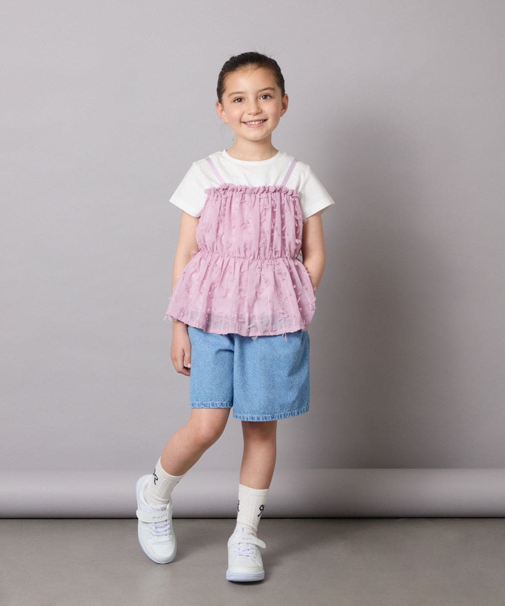 KJKFC07044 a.v.v KIDS(アー・ヴェ・ヴェ) [160]シフォンキャミドッキングトップス ブラック