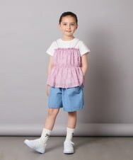 KJKFC07044 a.v.v KIDS(アー・ヴェ・ヴェ) [160]シフォンキャミドッキングトップス ブラック