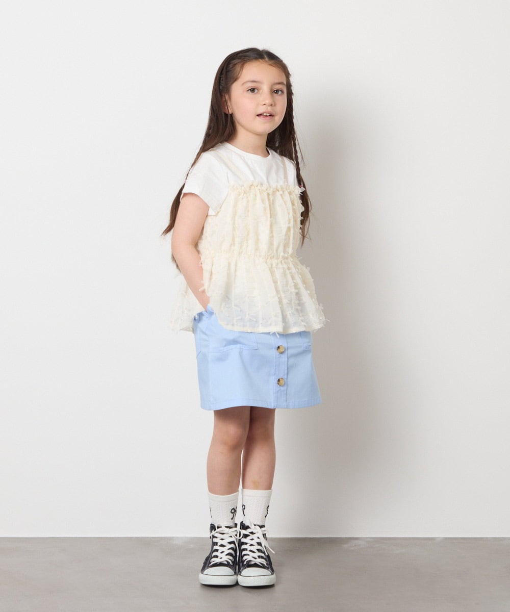 KJKFC07044 a.v.v KIDS(アー・ヴェ・ヴェ) [160]シフォンキャミドッキングトップス ブラック
