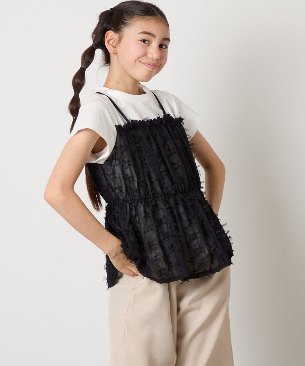 KJKFC07044 a.v.v KIDS(アー・ヴェ・ヴェ) [160]シフォンキャミドッキングトップス ブラック