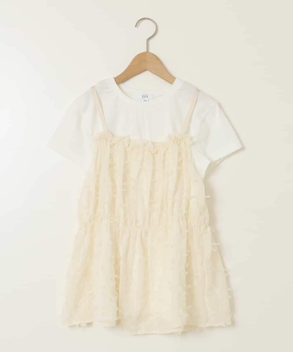 KJKFC07044 a.v.v KIDS(アー・ヴェ・ヴェ) [160]シフォンキャミドッキングトップス アイボリー