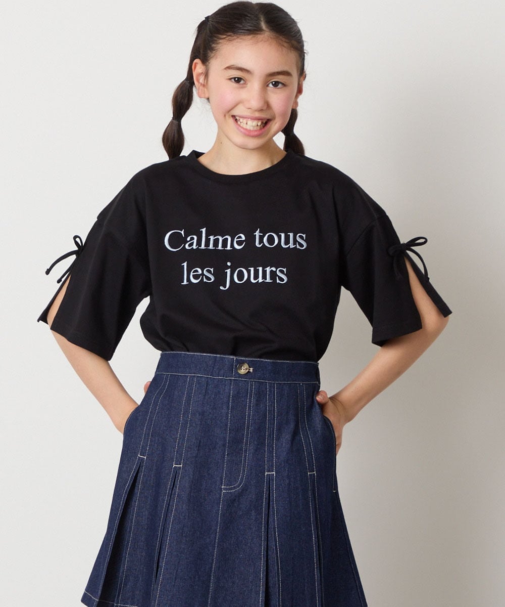 KJKFC14039 a.v.v KIDS(アー・ヴェ・ヴェ) [160]袖スリットロゴTシャツ ブラック
