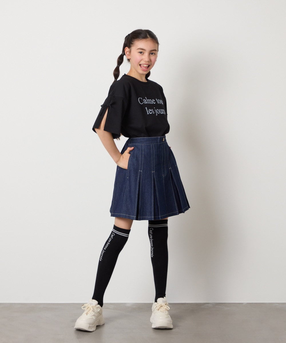 KJKFC14039 a.v.v KIDS(アー・ヴェ・ヴェ) [160]袖スリットロゴTシャツ ブラック
