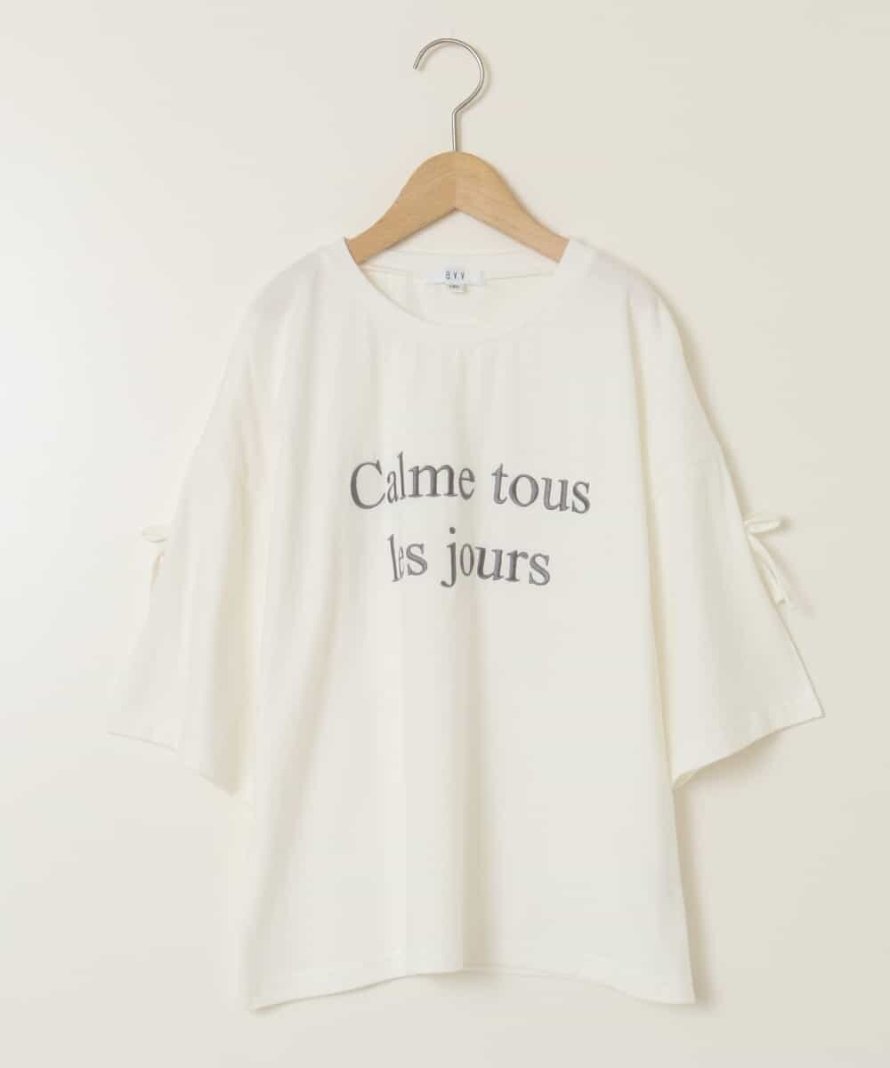 KJKFC14039 a.v.v KIDS(アー・ヴェ・ヴェ) [160]袖スリットロゴTシャツ ホワイト