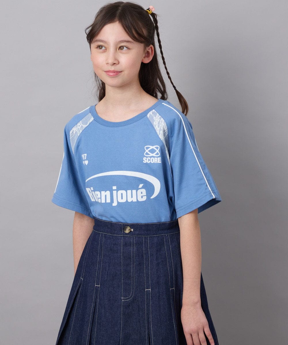 KJKFC41039 a.v.v KIDS(アー・ヴェ・ヴェ) [160]レースキリカエゲーミングＴシャツ ホワイト