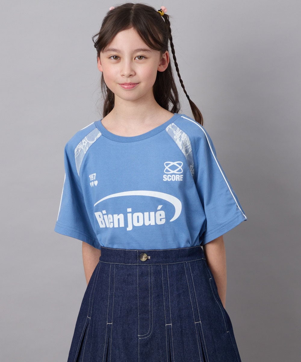 KJKFC41039 a.v.v KIDS(アー・ヴェ・ヴェ) [160]レースキリカエゲーミングＴシャツ ホワイト