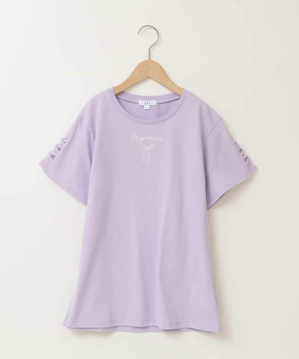KJKFC49034 a.v.v KIDS(アー・ヴェ・ヴェ) [160]ソデレースアップＴシャツ ラベンダー