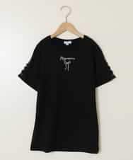 KJKFC49034 a.v.v KIDS(アー・ヴェ・ヴェ) [160]ソデレースアップＴシャツ ブラック