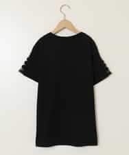 KJKFC49034 a.v.v KIDS(アー・ヴェ・ヴェ) [160]ソデレースアップＴシャツ ブラック