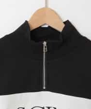 KJKFC53044 a.v.v KIDS(アー・ヴェ・ヴェ) 【毛玉になりにくい/程よく伸びる】[160]ハーフジップロゴスウェット ブラック