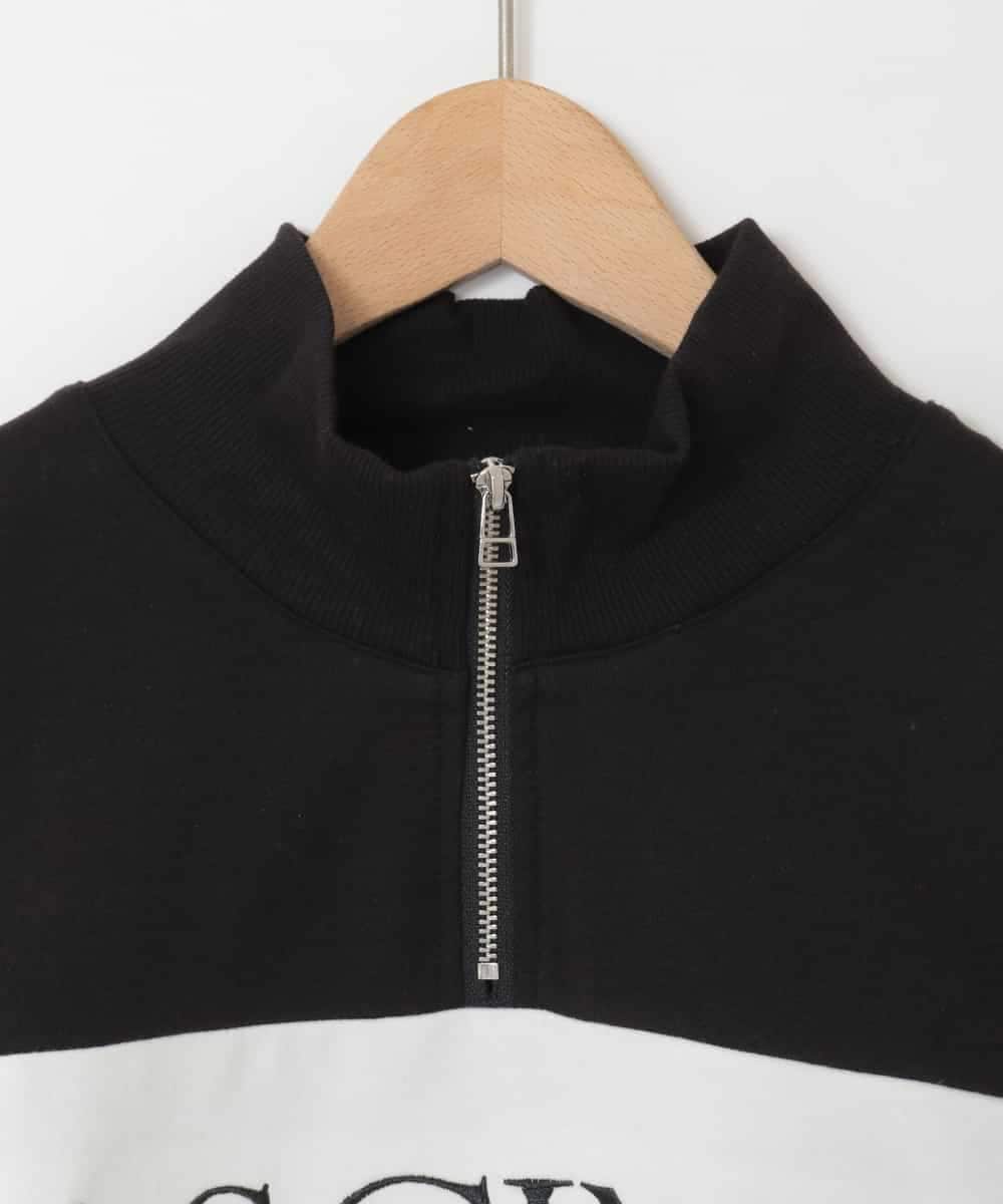 KJKFC53044 a.v.v KIDS(アー・ヴェ・ヴェ) 【毛玉になりにくい/程よく伸びる】[160]ハーフジップロゴスウェット ブラック
