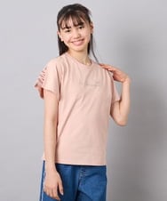 KJKFD07016 a.v.v KIDS(アー・ヴェ・ヴェ) [120-160]レースアップスリーブTシャツ オレンジ