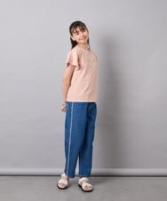 KJKFD07016 a.v.v KIDS(アー・ヴェ・ヴェ) [120-160]レースアップスリーブTシャツ オレンジ