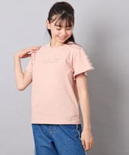 KJKFD07016 a.v.v KIDS(アー・ヴェ・ヴェ) [120-160]レースアップスリーブTシャツ オレンジ