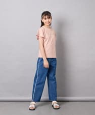 KJKFD07016 a.v.v KIDS(アー・ヴェ・ヴェ) [120-160]レースアップスリーブTシャツ オレンジ