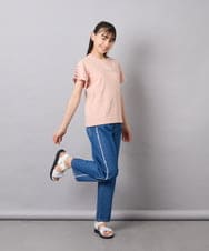 KJKFD07016 a.v.v KIDS(アー・ヴェ・ヴェ) [120-160]レースアップスリーブTシャツ オレンジ