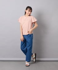 KJKFD07016 a.v.v KIDS(アー・ヴェ・ヴェ) [120-160]レースアップスリーブTシャツ オレンジ